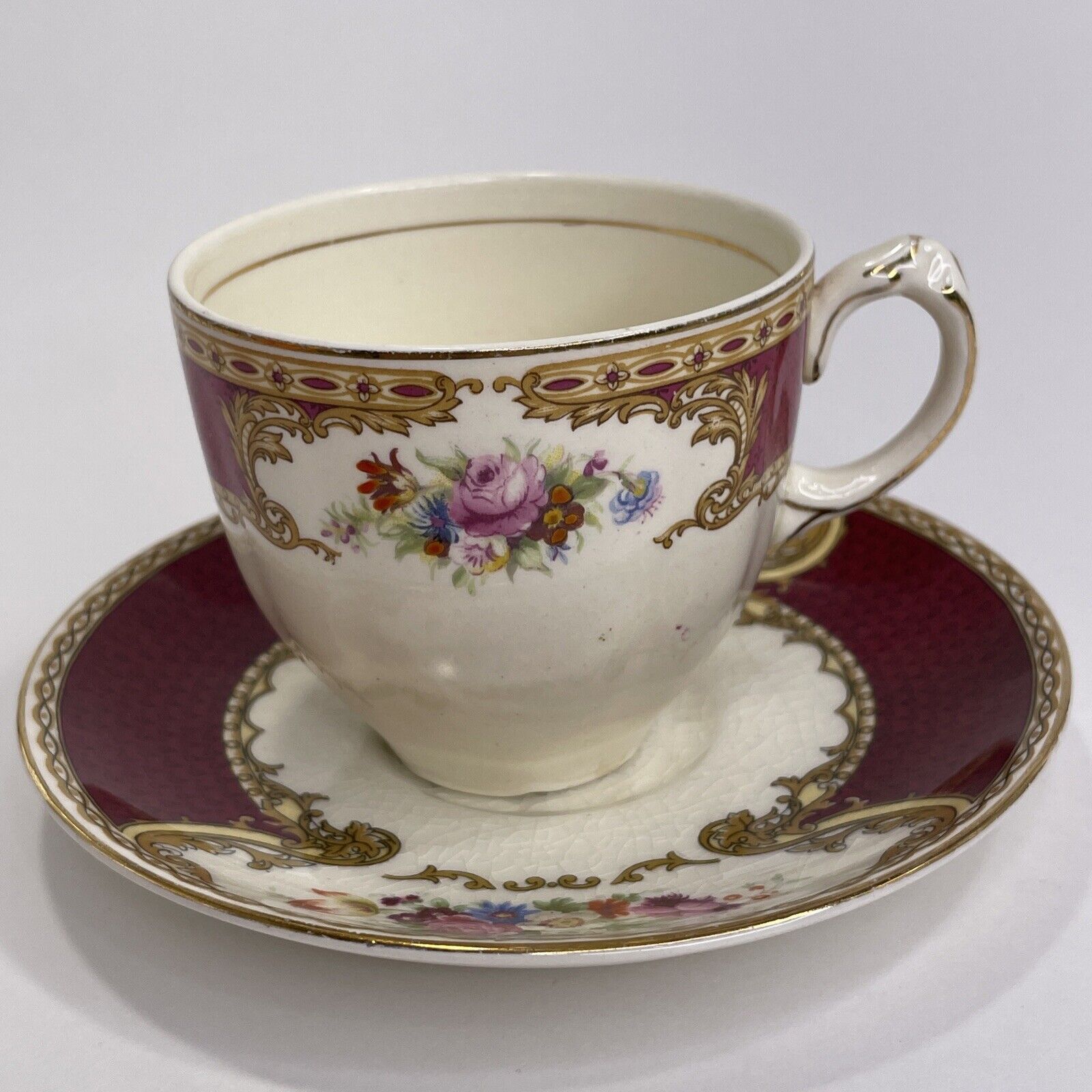 Antique 1920s 2pc England Tea Cup And Saucer Myotts Royal Crown Porcelain