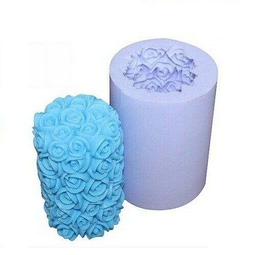 Valentine Wedding 3d Rose Cylinder Silicone Candle Diy Mold Wax Soap Craft Mould