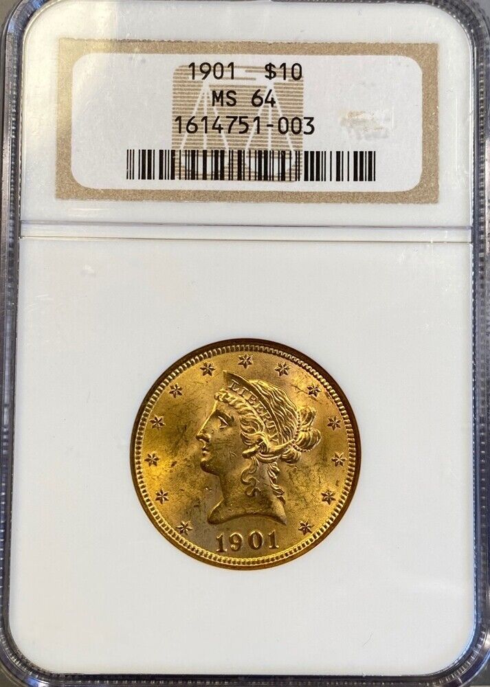 1901 $10 Gold Eagle - Ngc Ms-64