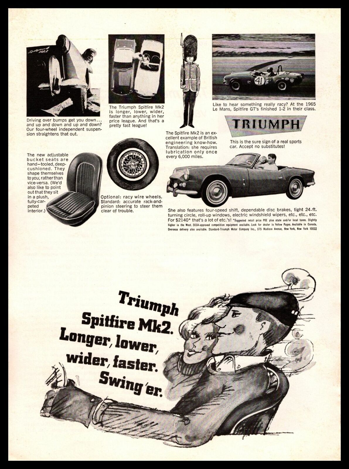 1966 Triumph Spitfire Mk2 $2155 1965 Le Mans Winner Spitfire Gt Vintage Print Ad