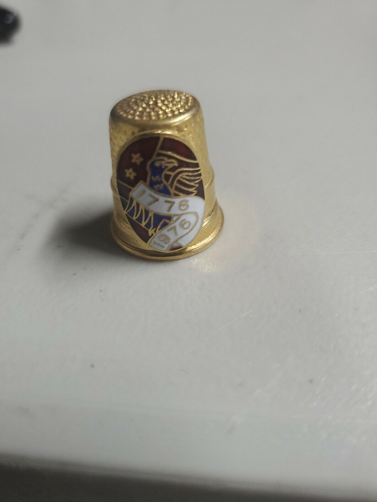 Sewing Thimble - 1776 1976 Bicentennial Gold Colored