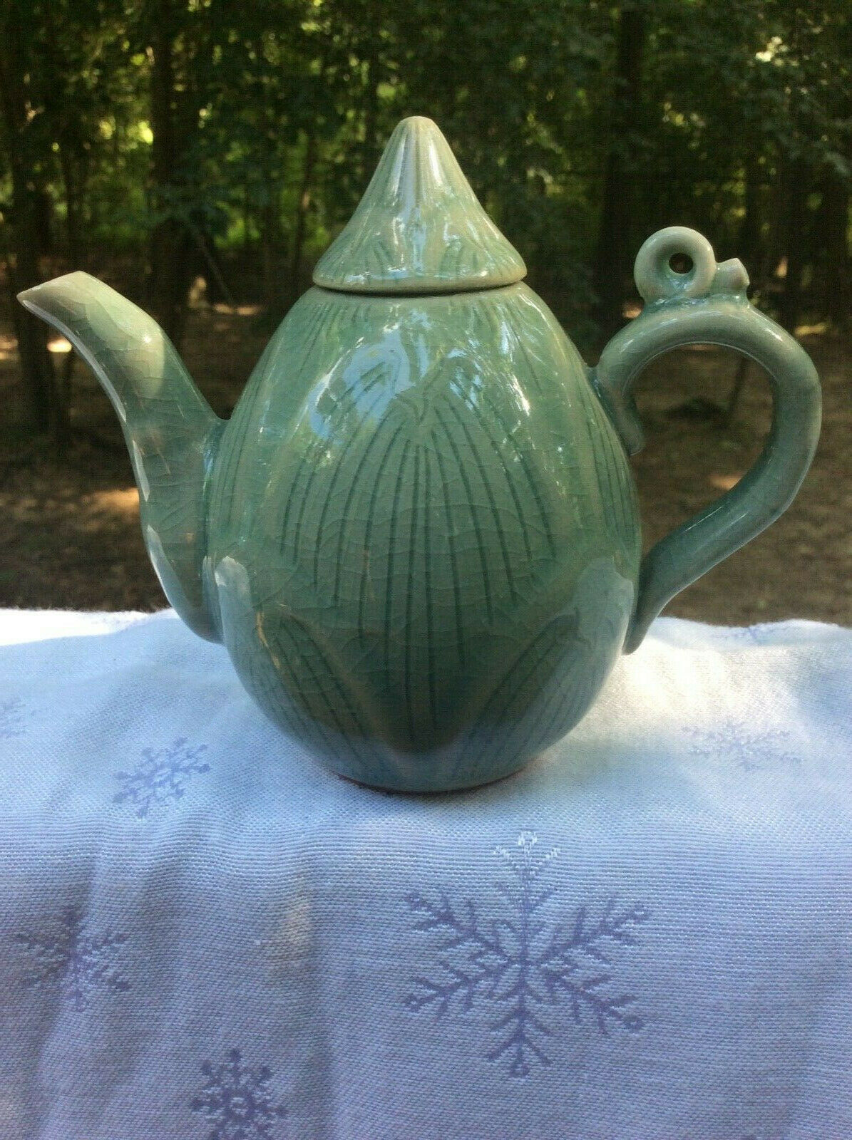 Korean Celadon Teapot Signed