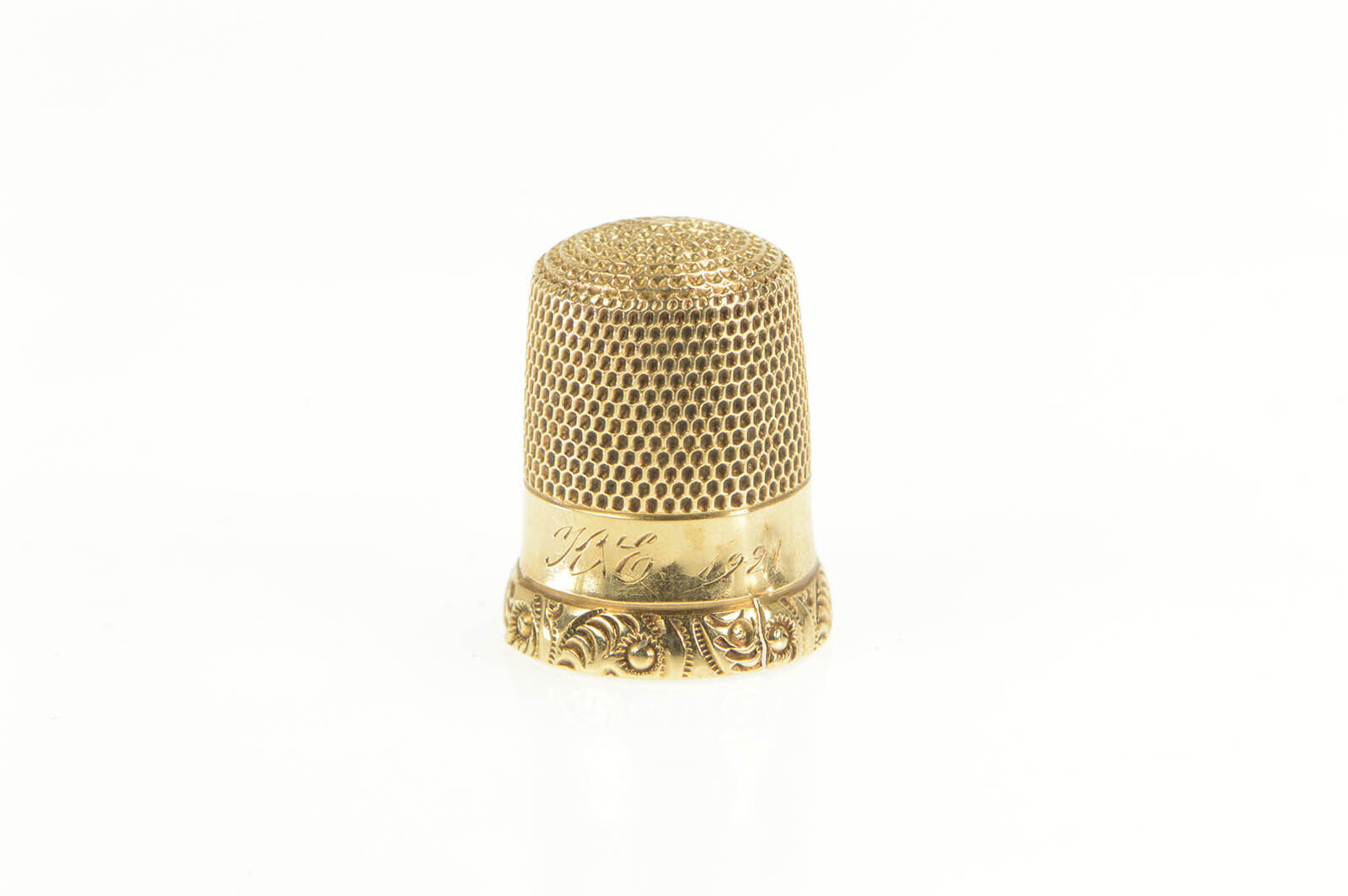 14k Victorian Scroll Ornate Size 7 Sewing Thimble Yellow Gold *73