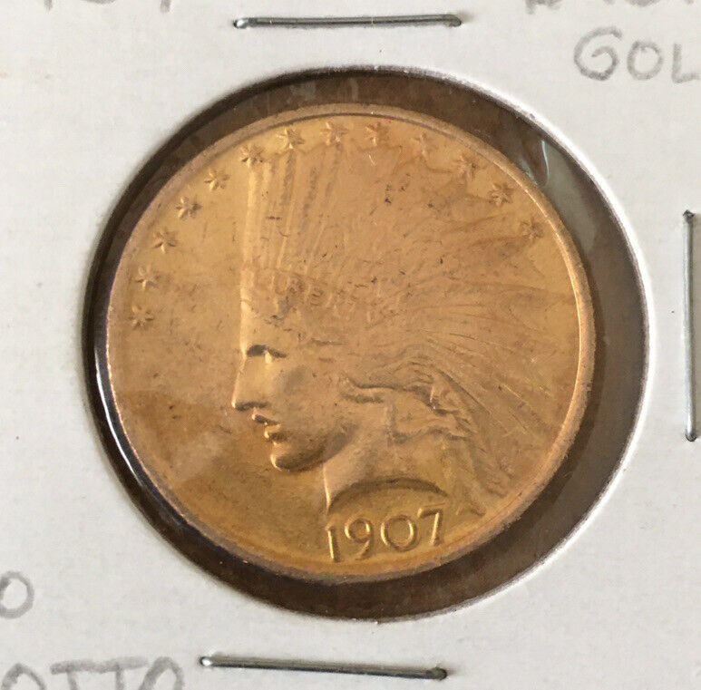 1907 Gold Coin $10 Indian Head Eagle No Motto Free Shipping Usa Nice Coin!!!!!!