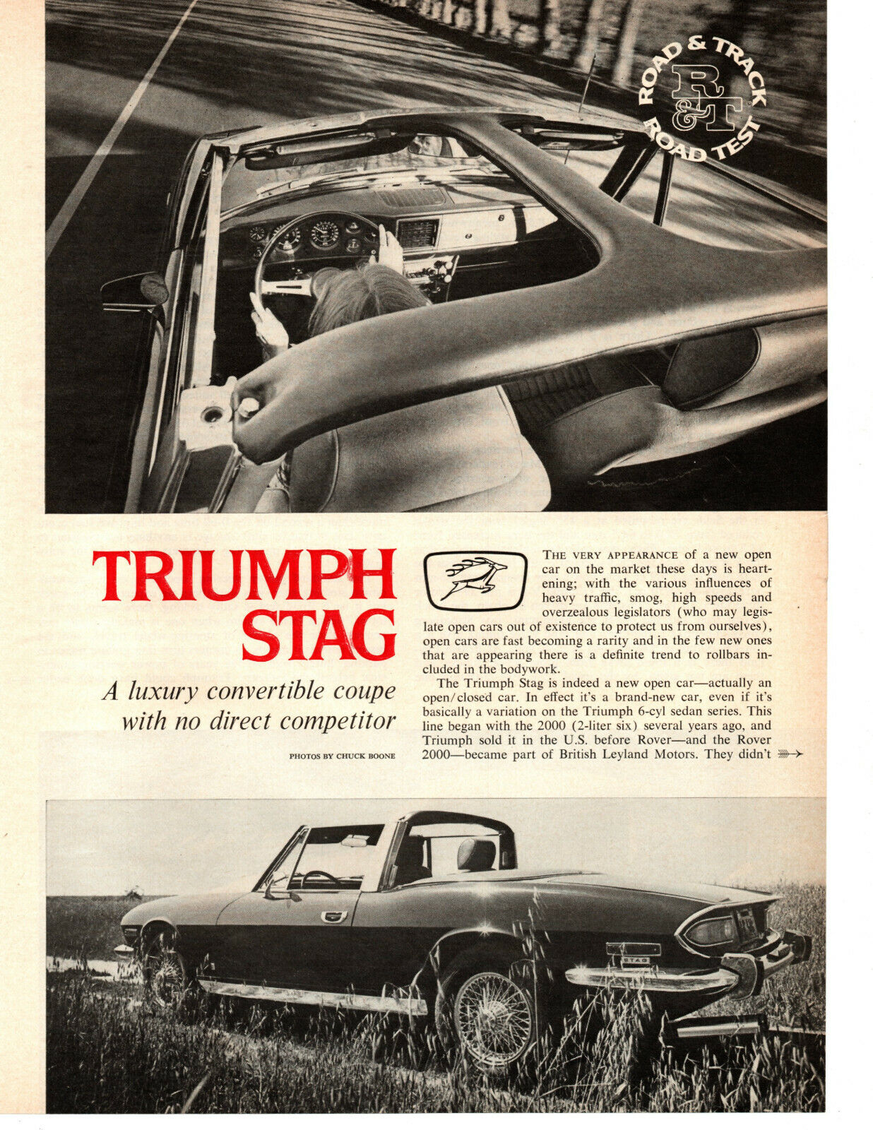1971 Triumph Stag V-8 ~ Original 4-page Road Test / Article / Ad