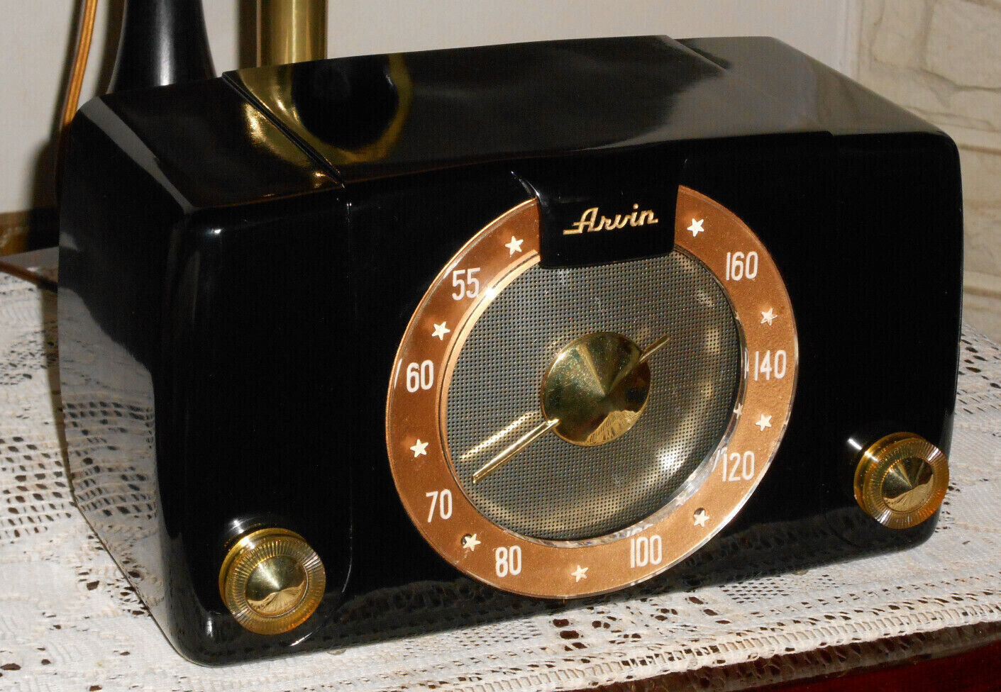 Excellent Arvin Mid Century Tube Ebony Bakelite Radio 451t Restored Works Great