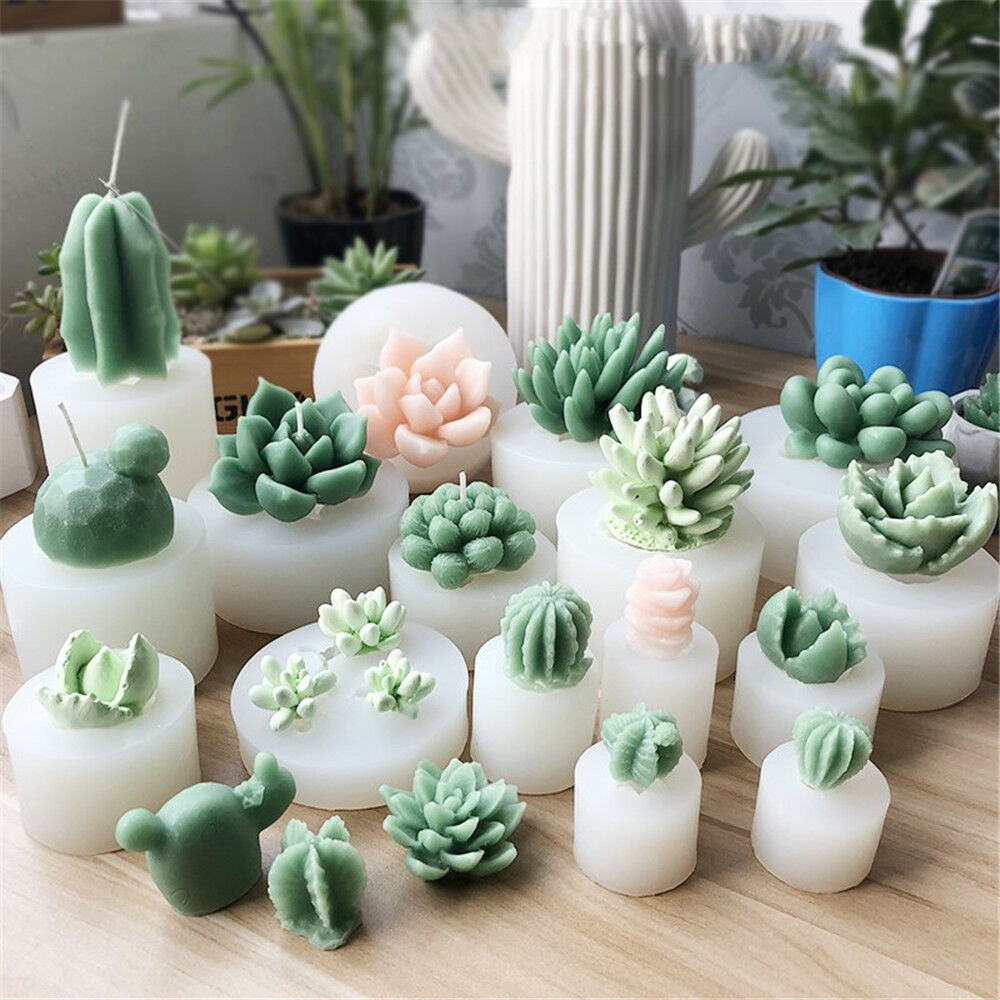 Succulent Cacti Candle Mold Moulds Soap Molds Diy Craft Plaster Silicone Molds