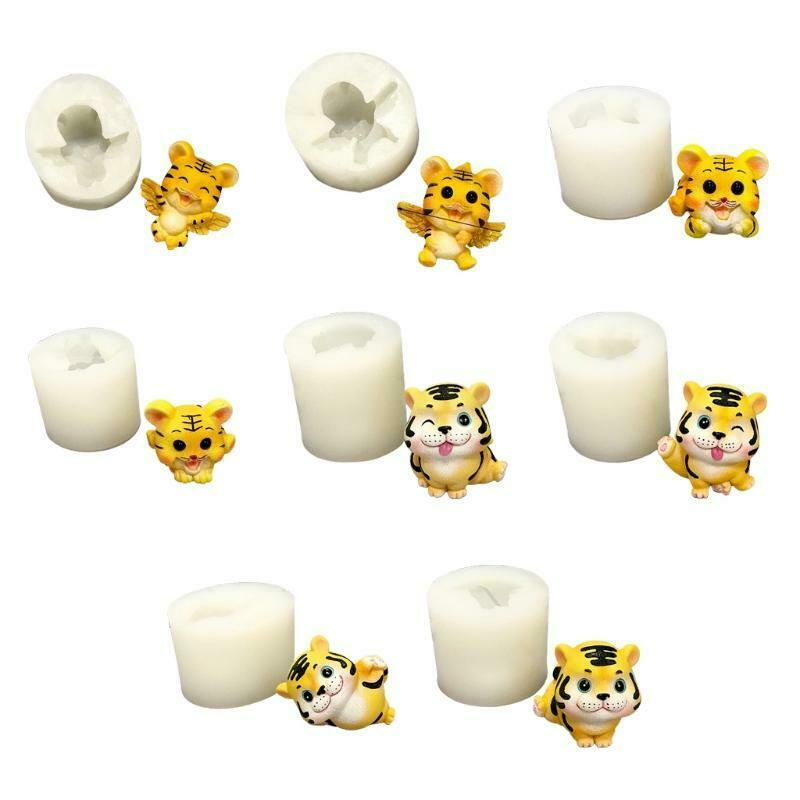 3d Cute Tiger Candle Epoxy Resin Mold Aromatherapy Plaster Soap Silicone Mould
