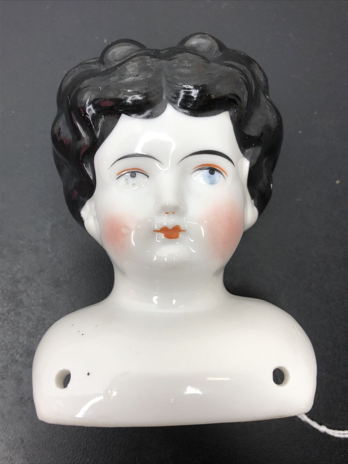 4” Antique Porcelain German Made China Head 3 Low Brow Style Hair 2.25” Deep #me