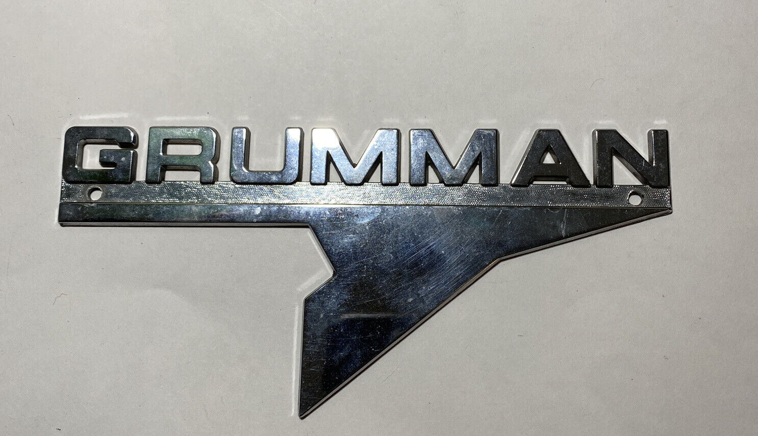 Vintage Grumman Fire Truck Emblem Plaque Metal Badge Trim Sign Chrome