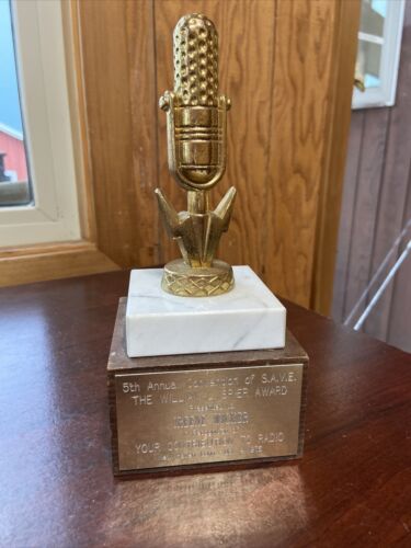 Vintage Contribution To Radio William Spier/produ Award Metal Microphone Trophy