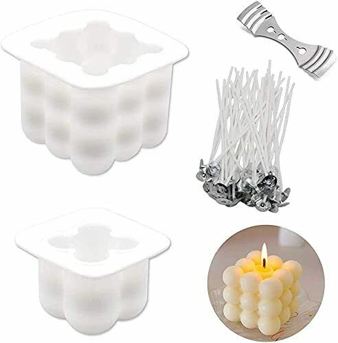 Candle Molds Silicone 3d 2pcs Soy Handmade Soap Mold With 50 Pcs Candle Wicks