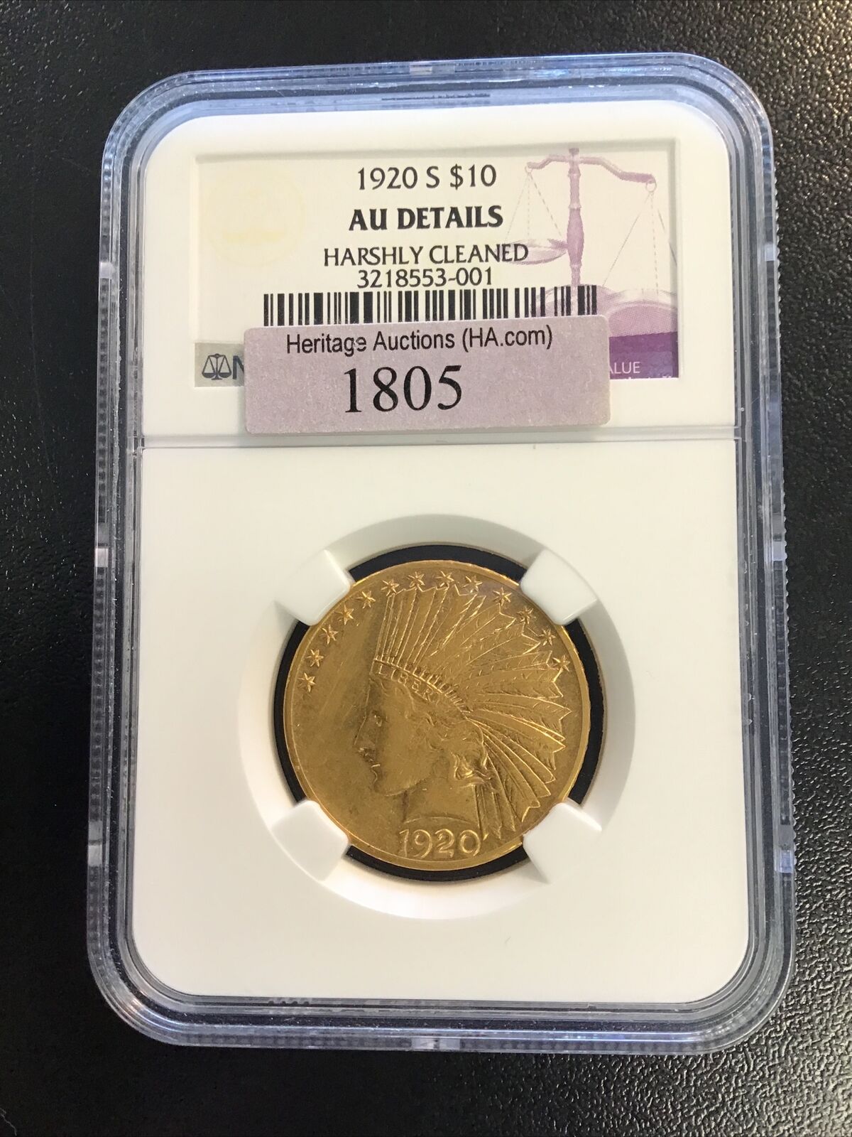 1920 S $10 Indian Head Gold Eagle Ngc Au Details Extremely Rare Coin
