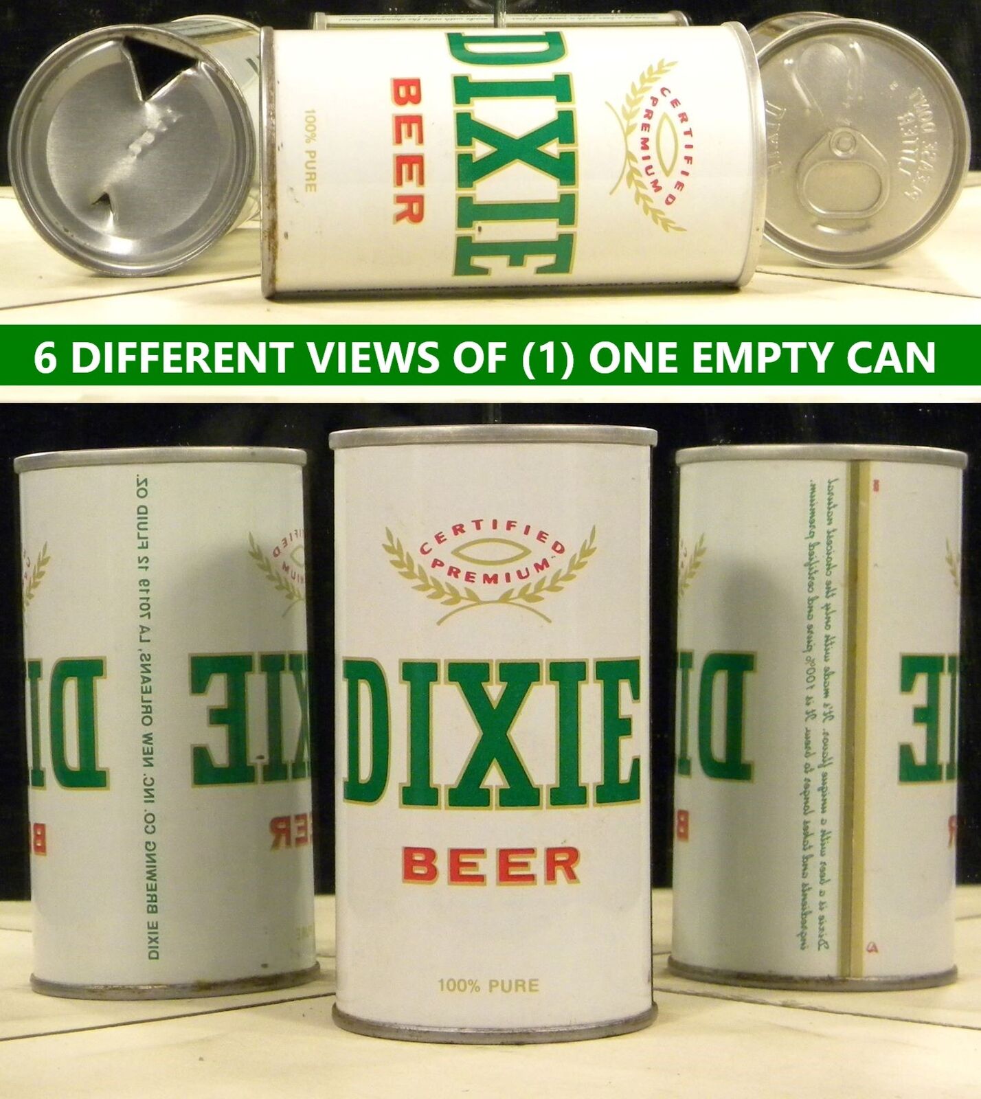 Dixie Brewing Beer 12 Oz Can *mandatory Top* Lid New Orleans Louisiana 33s Gr1