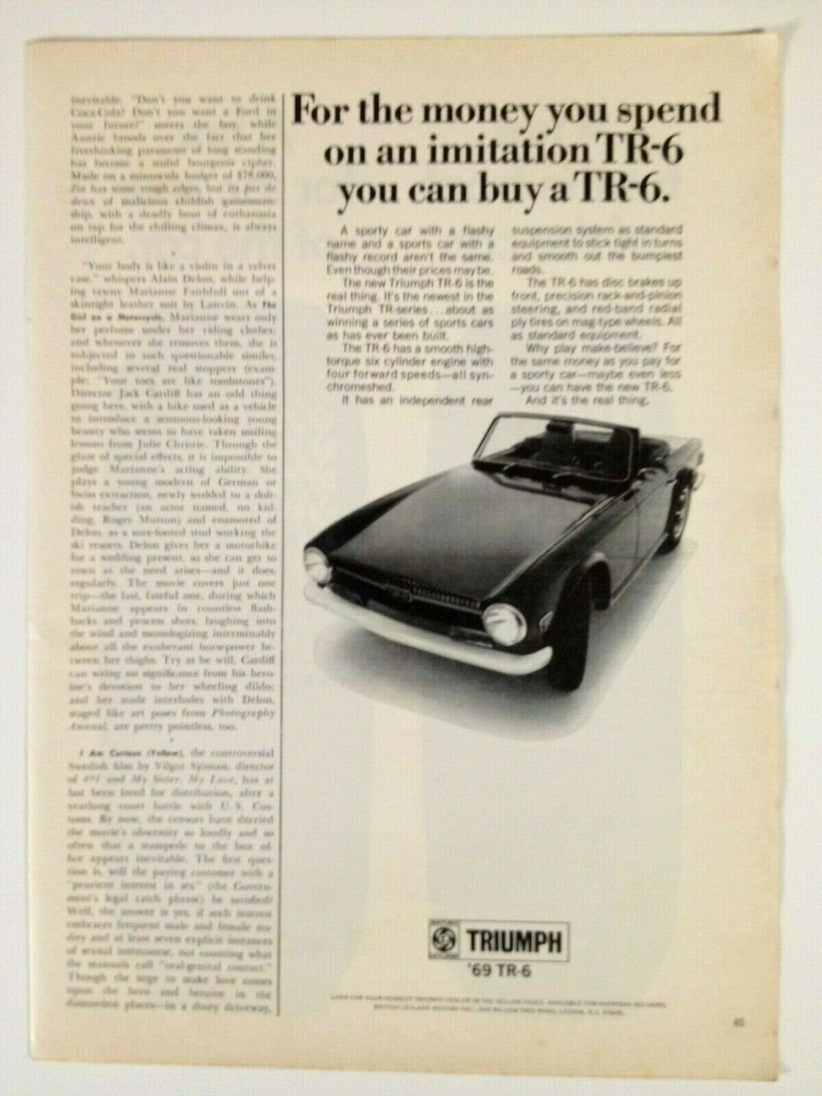 1969 Triumph Tr6 Print Ad British Leyland Motors