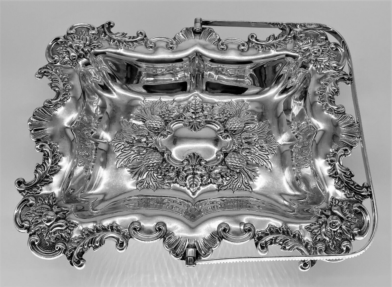 Antique Handled Tray Basket Silver Plate "sheffield Plate" Gorgeous Hallmarked
