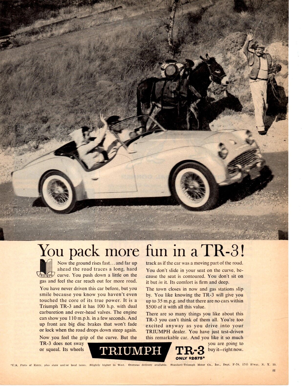 1960 Triumph Tr-3 / Tr3  ~  Classic Original Print Ad