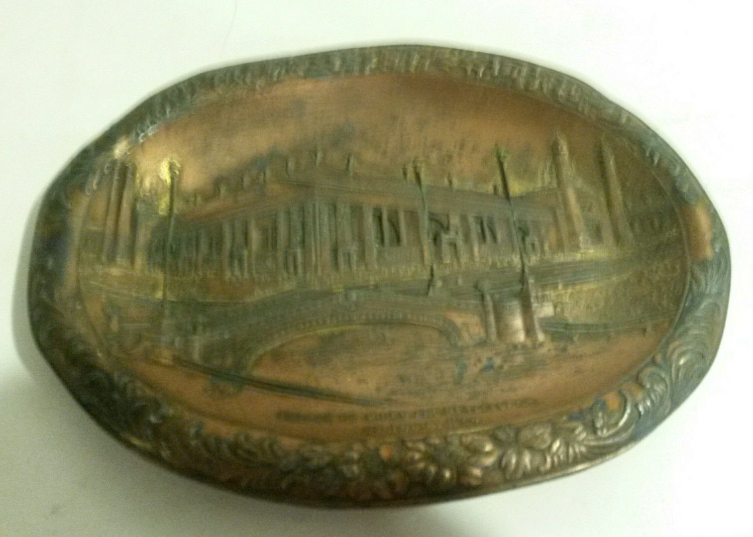 St Louis Expo Worlds Fair Vintage 1904 Palace Mines Metallurgy Dresser Pin Tray