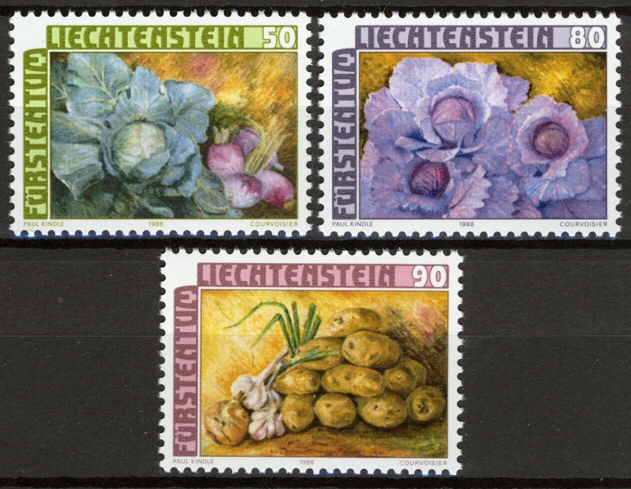 Liechtenstein 1986, Vegetables, Crops Set Vf Mnh, Mi 904-06 Cat 3,8€