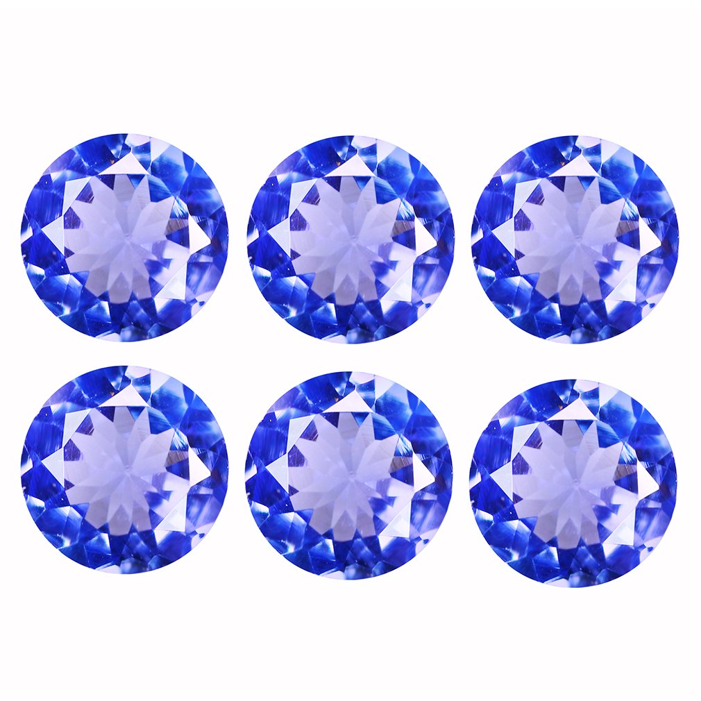 1.90ct If (6pcs) Awesome Round Cut 5 X 5 Mm 100% Natural Aaa Blue Tanzanite
