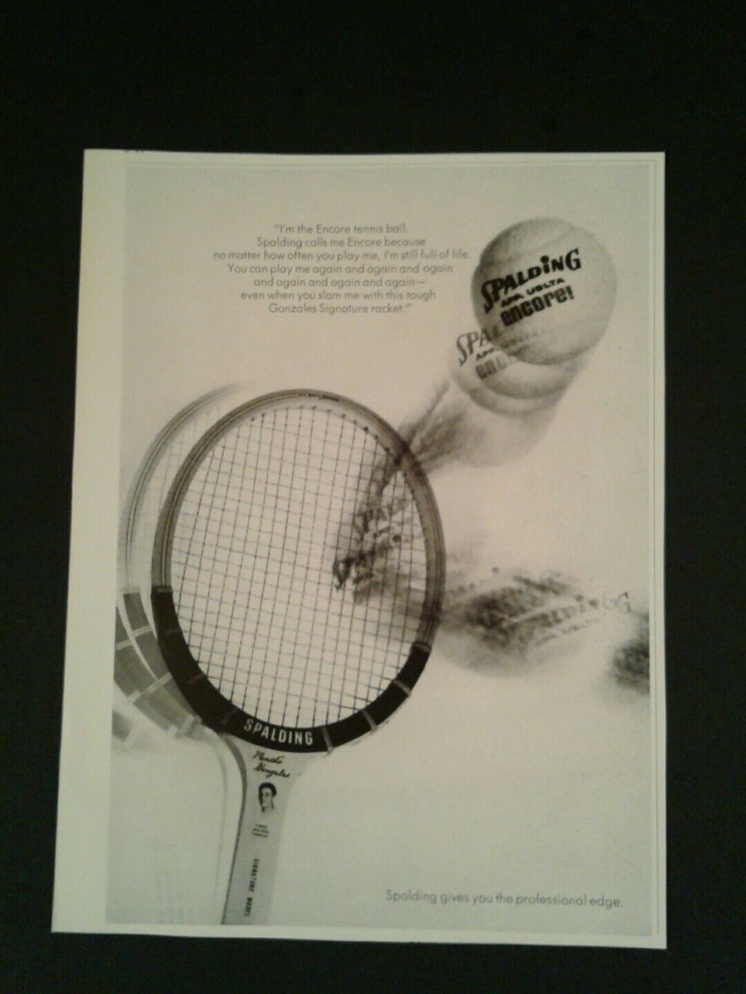 1967 Pancho Gonzales Spalding Signature Tennis Racket~encore Balls Sports Ad