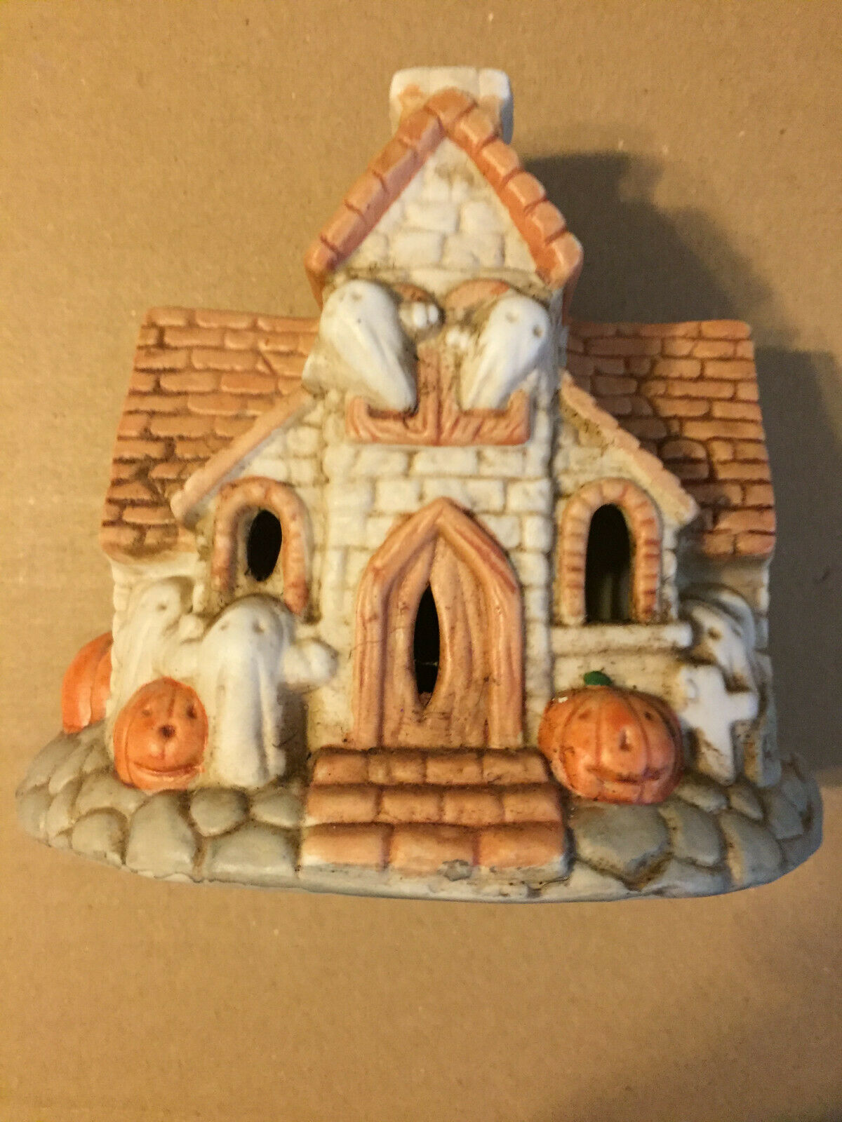 Vintage Halloween Haunted House Tealight Candle Holder 5" X 5"