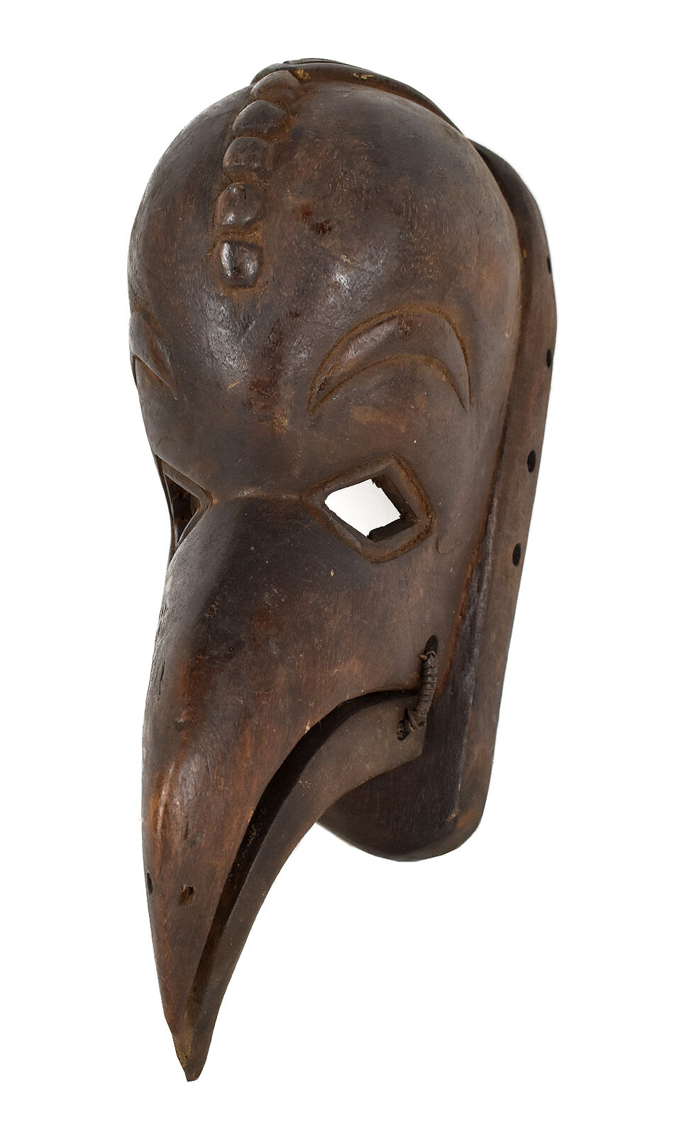 Chokwe Bird Mask Moveable Jaw Wood Angola African Art