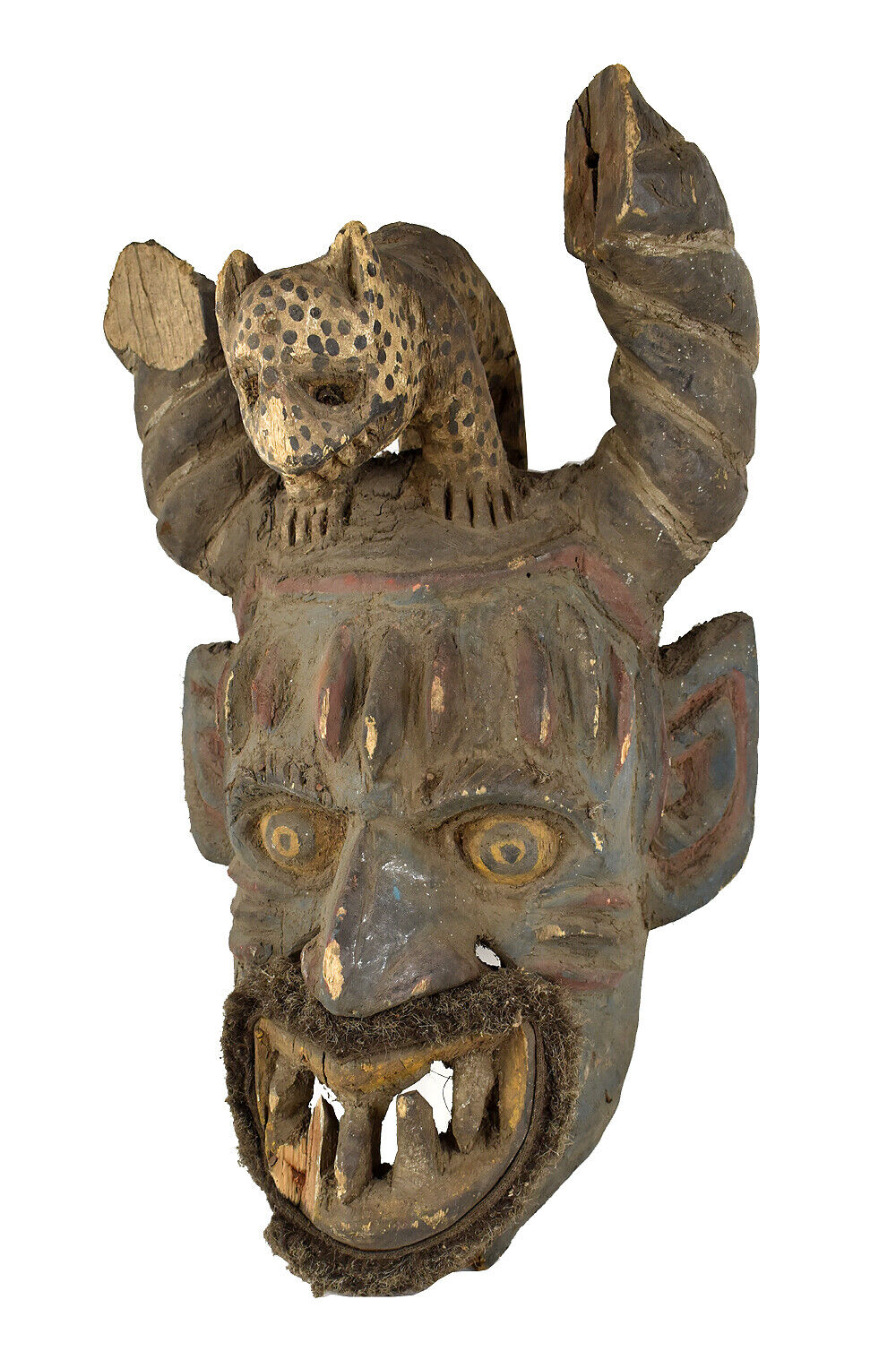 Yoruba Mask With Leopard Wood Nigeria African Art