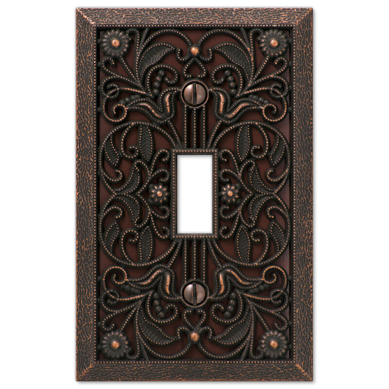 Arabesque Filigree Aged Bronze Switchplate Outlet Cover Wall Plates