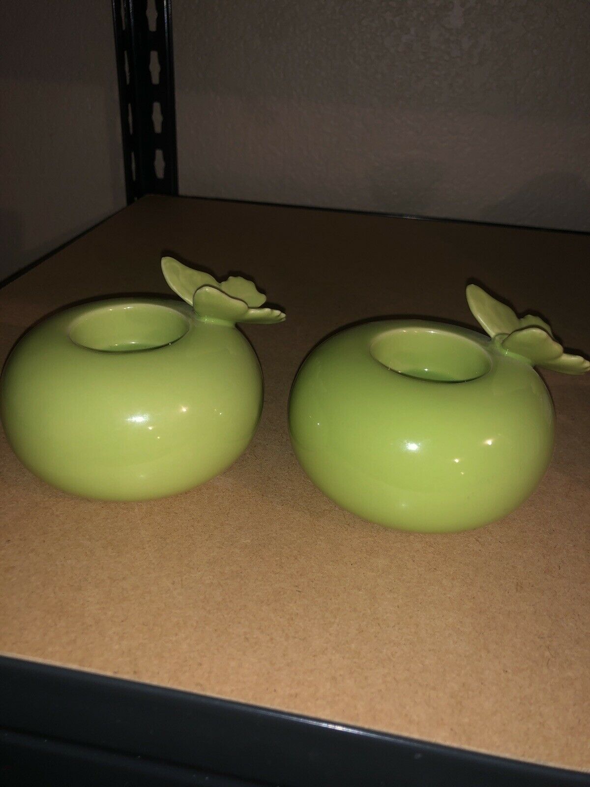 Butterfly Tealight Candle Holder Round Lime Set Of 2
