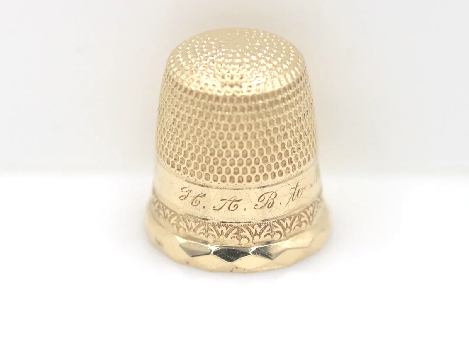 Stern Bros 14k Yellow Gold Size 9 Sewing Thimble Monogram Engraved Initials 4g