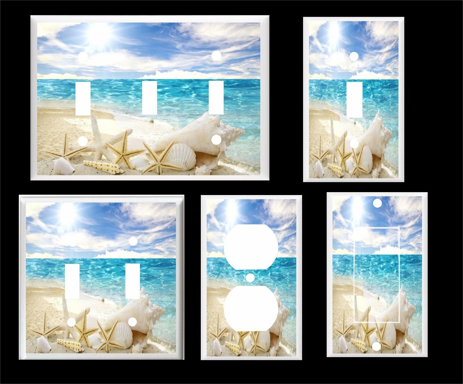 White Sea Shell Starfish On The Beach Ocean  Light Switch Cover Plate
