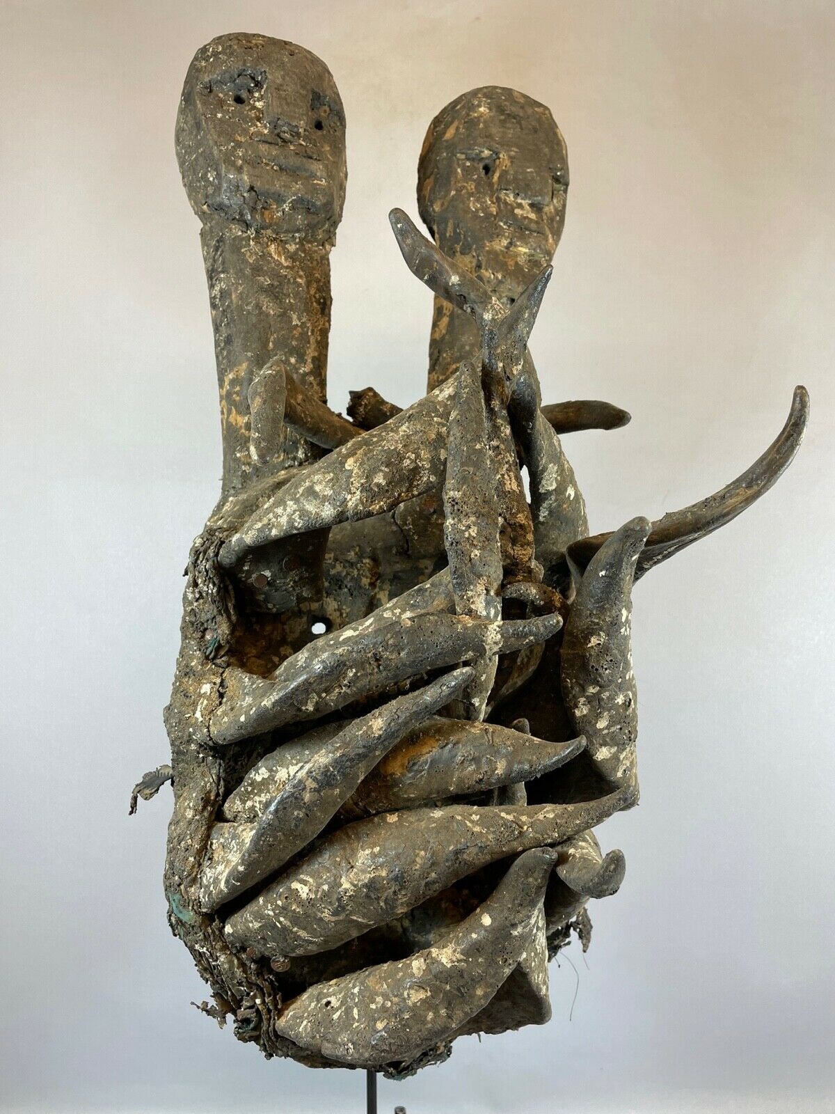 210910 - Rare & Old Tribal Used African Gela Guere War Horn Mask  - Iv. Coast