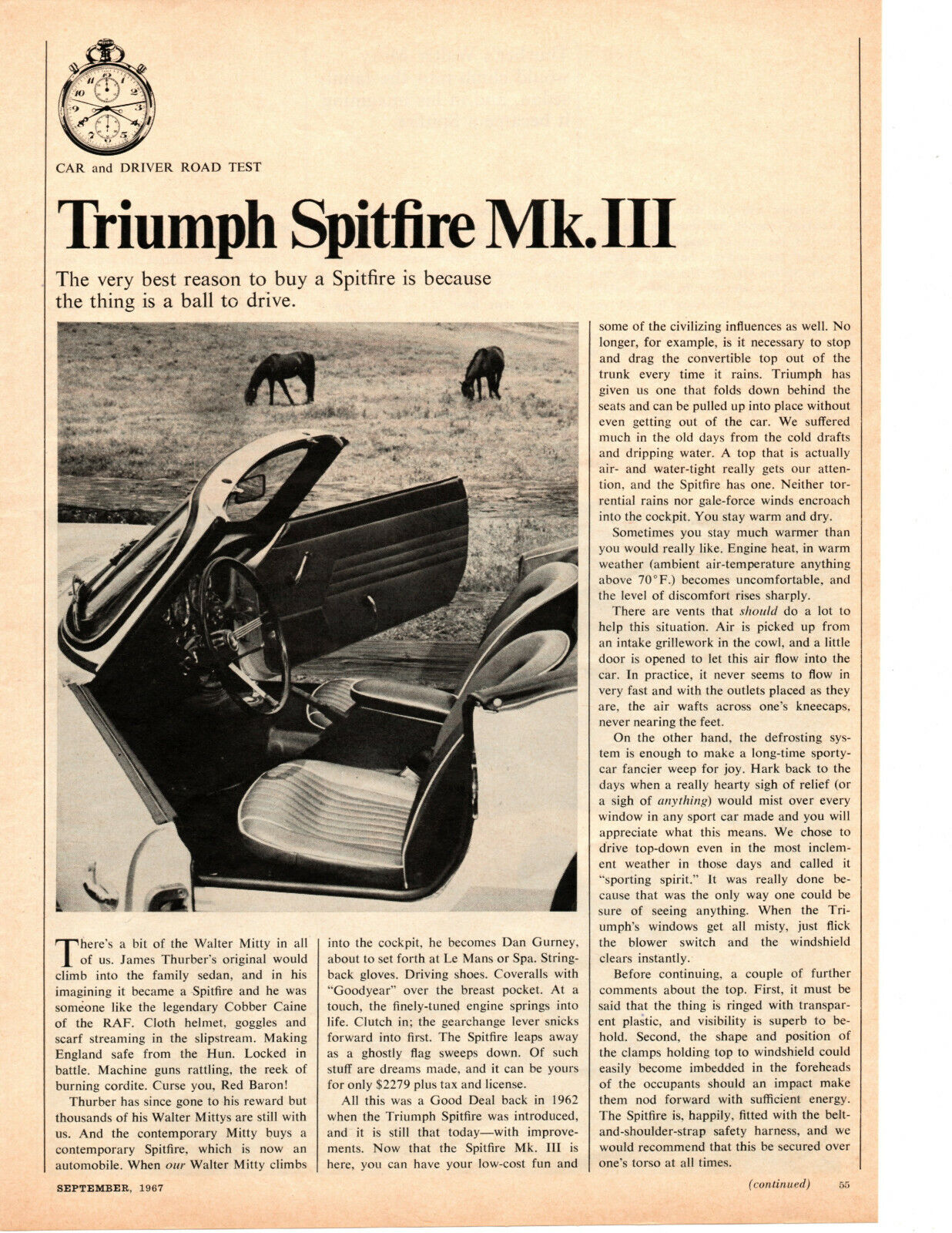 1967 Triumph Spitfire Mk Iii ~ Original 5-page Road Test / Article / Ad