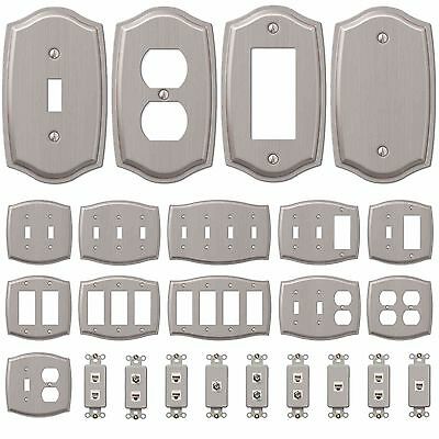 Wall Switch Plate Outlet Cover Toggle Duplex Outlet Gfci Rocker - Brushed Nickel