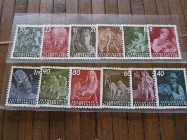 E2166) Liechtenstein 289-300 Postage Stamps 1951 Mint Mi 170
