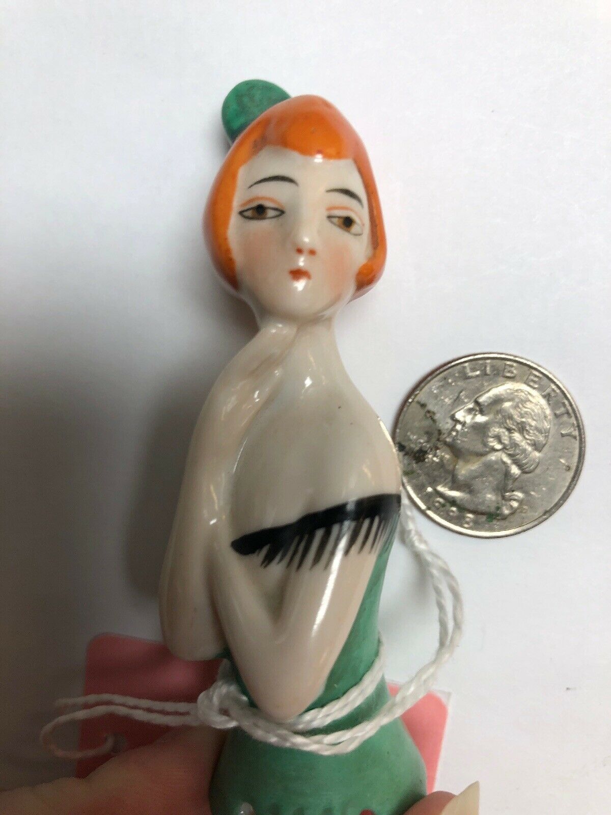 3.5” Antique German Porcelain Half 1/2 Doll Art Deco Goebel #1416 Beautiful #se