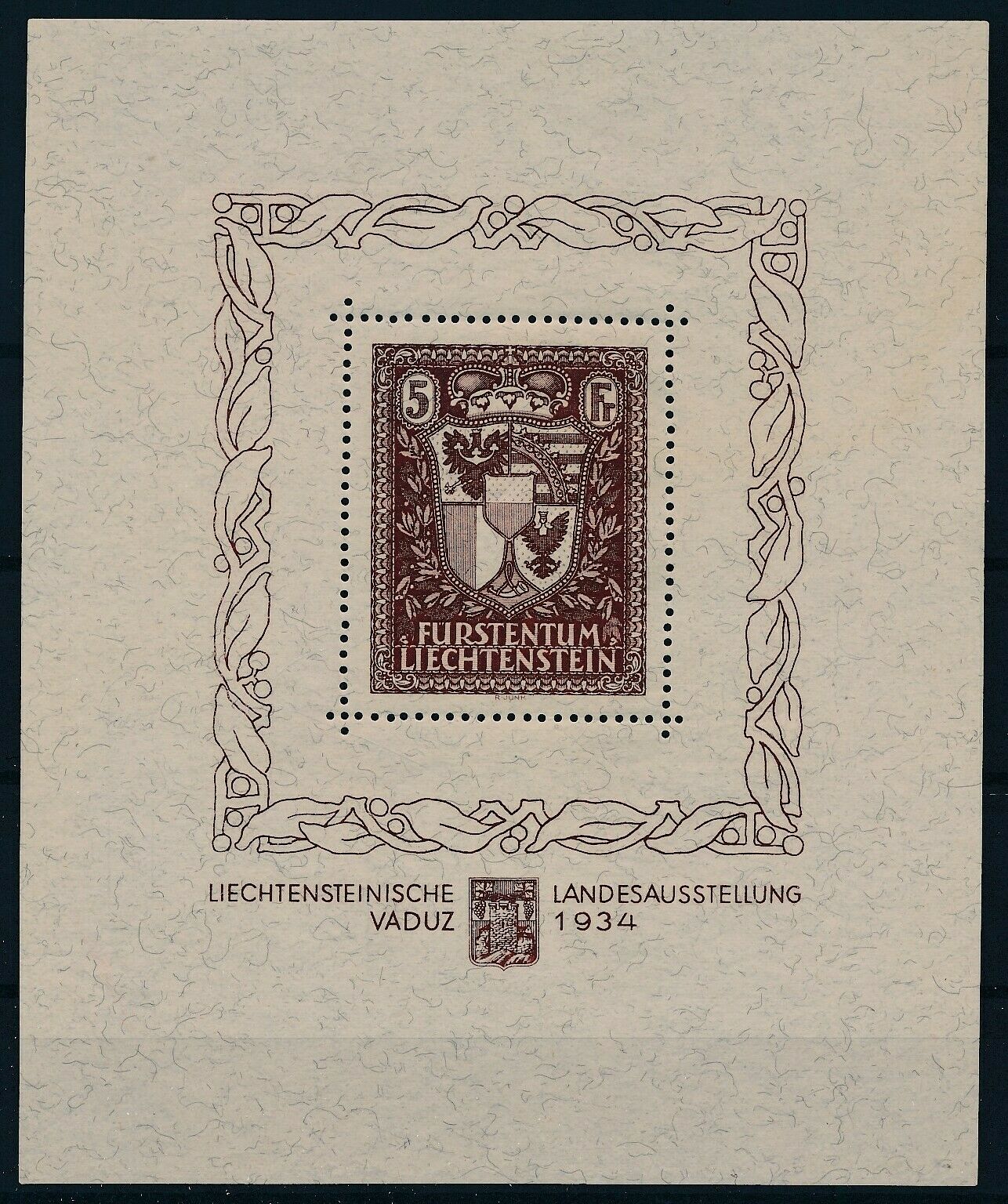 [g11813] Liechtenstein 1934 Vaduz The Rare Sheet Perfect Mnh And Signed