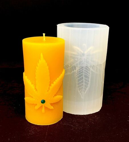 Silicone Pillar Candle Mold Marijuanna Pot Leaf Homemade Plaster Resin