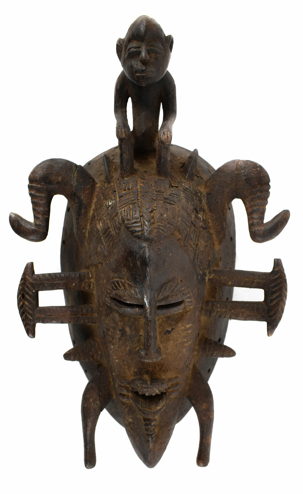 Senufo Kpelie Mask With Bird Cote D'ivoire African Art