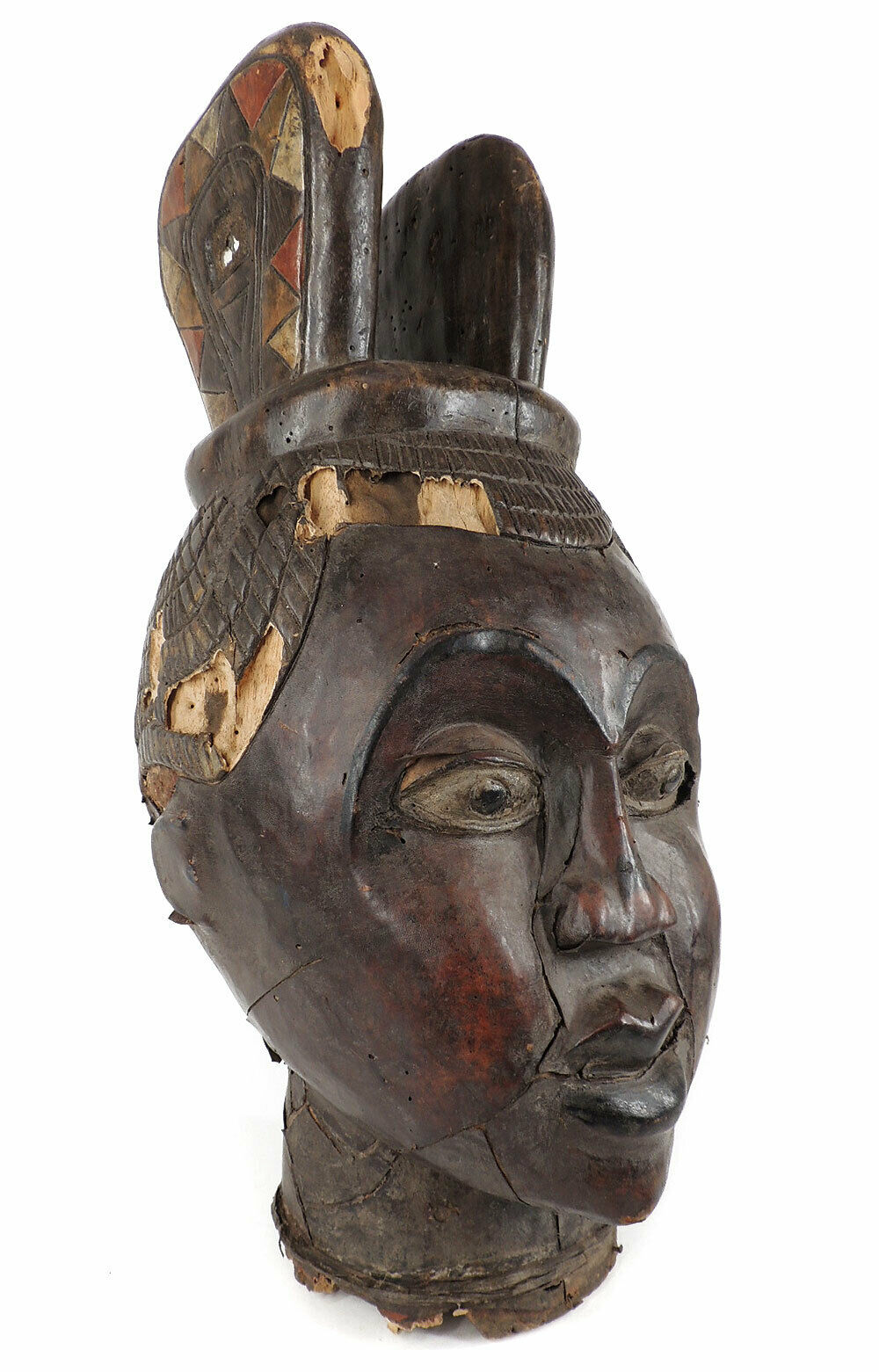 Ejagham Ekoi Janus Head Leather Nigeria African Art 27 Inch