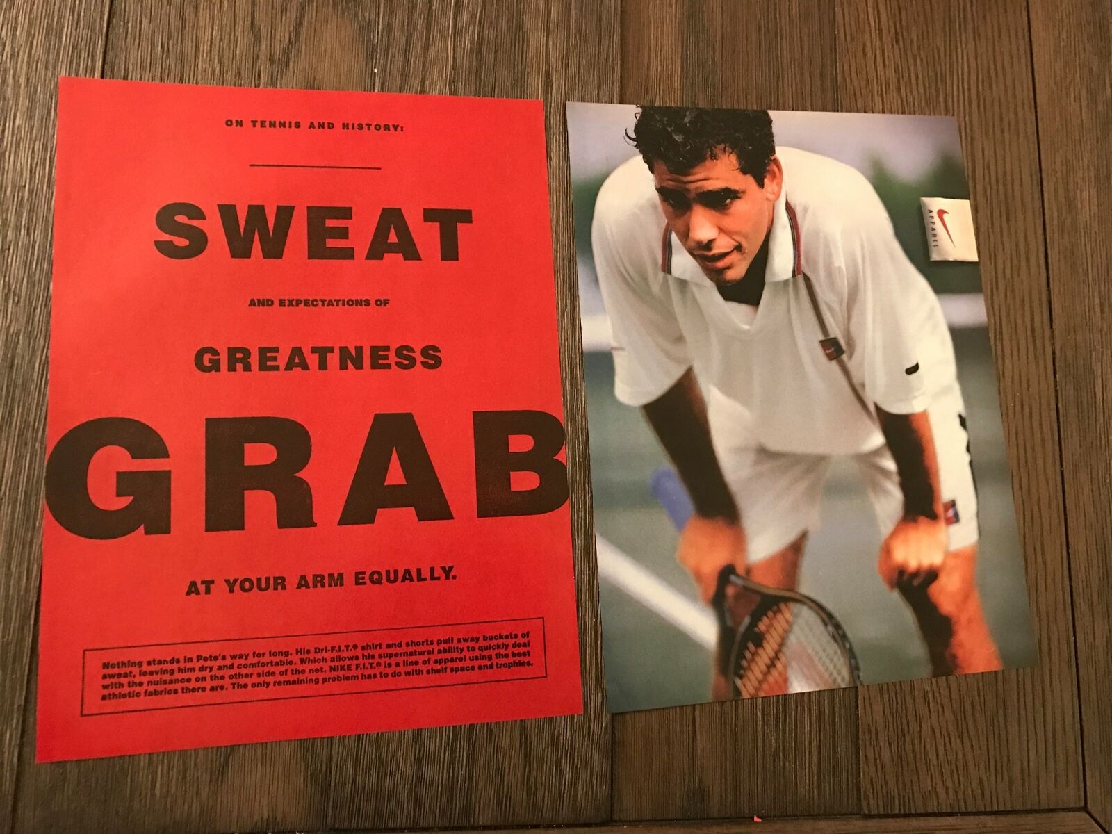 1997 Vintage 2 Page Print Ad For Nike Dri-fit Apparel Tennis Great Pete Sampras